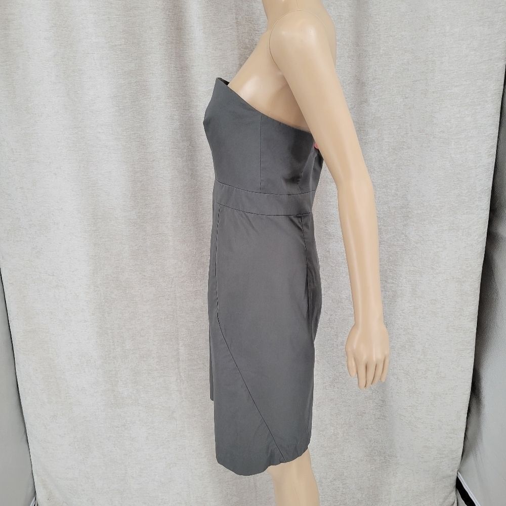 J. Crew Basic Gray Cotton Strapless Midi Dress Wo… - image 6